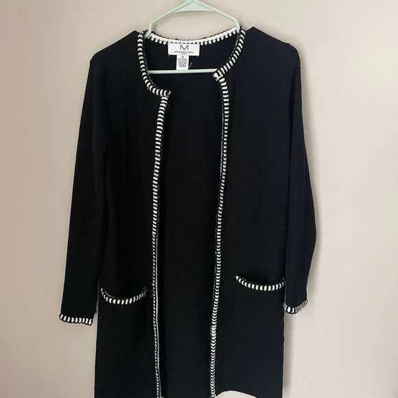 Magaschoni Black and White Cardigan with Contrasting Trim - Picture 1 of 7